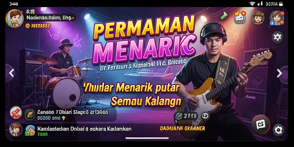 Tampilan gameplay interaktif dari aplikasi 3446 yang menyajikan pengalaman musik.