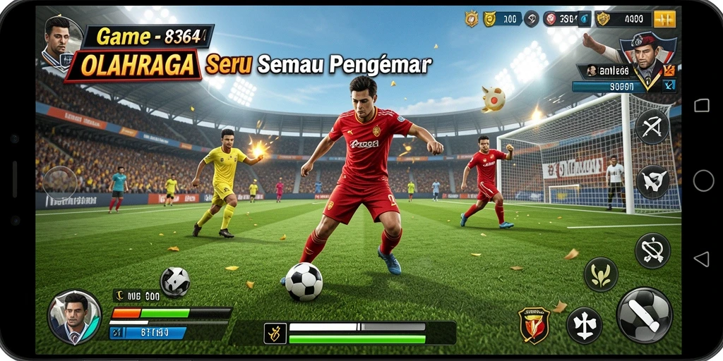 Tampilan gameplay seru dalam 8364 yang menunjukkan aksi olahraga nyata.
