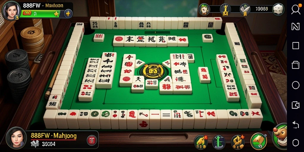 Tampilan gameplay 888FW yang menampilkan keseruan permainan Mahjong.