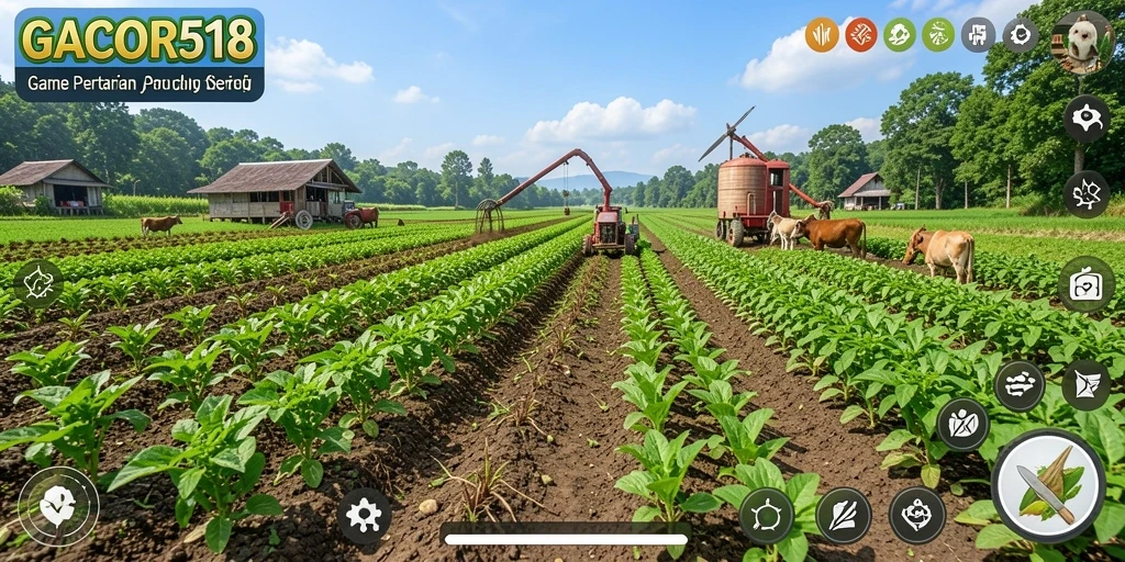 Screenshot GACOR518 menampilkan gameplay seru saat bertani.