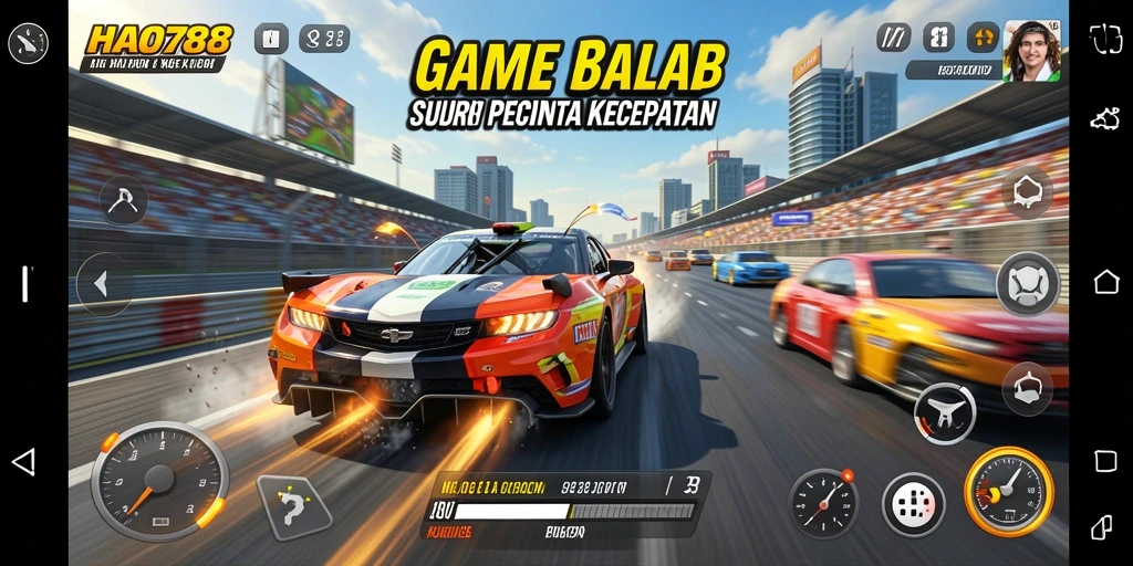 Tampilan gameplay HAO788 yang mendebarkan dan penuh aksi balap.