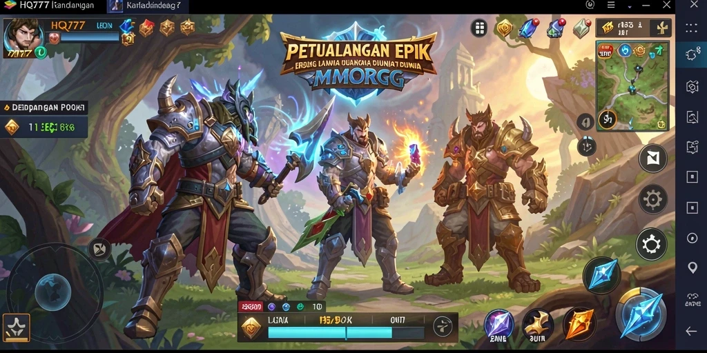 Gameplay seru di dunia fantasi HQ777 dengan grafis menawan.