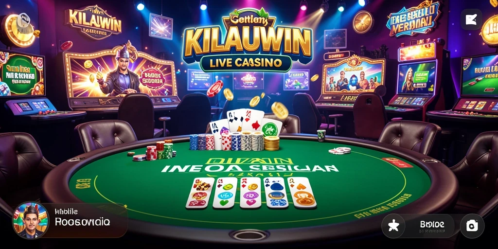 Screenshot gameplay KILAUWIN menampilkan dealer profesional dan suasana kasino yang nyata.