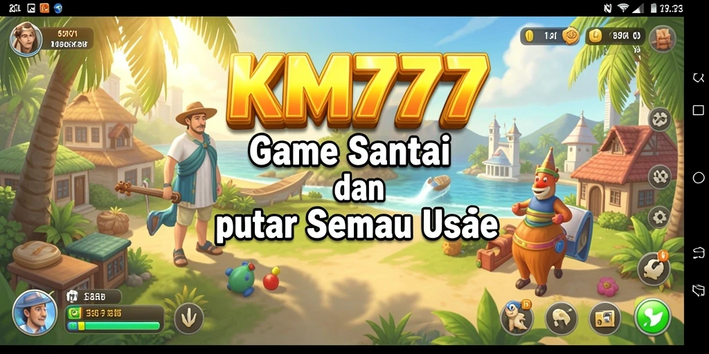 Tangkapan layar gameplay KM777 yang penuh warna dan menyenangkan.