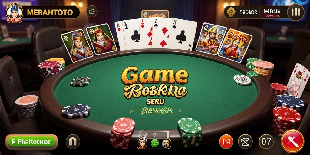 Tampilan gameplay MERAHTOTO yang mendebarkan dalam permainan poker.