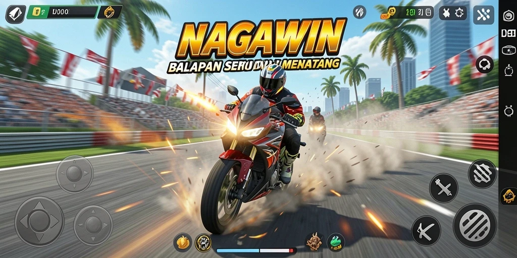 Tampilan gameplay menegangkan di trek balapan NAGAWIN.