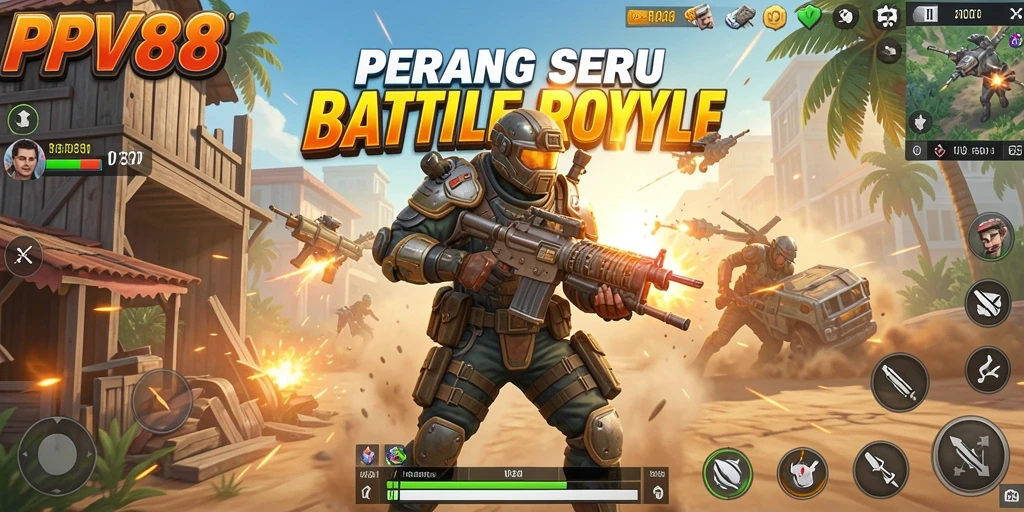 Gameplay seru PPV88 dalam arena Battle Royale.