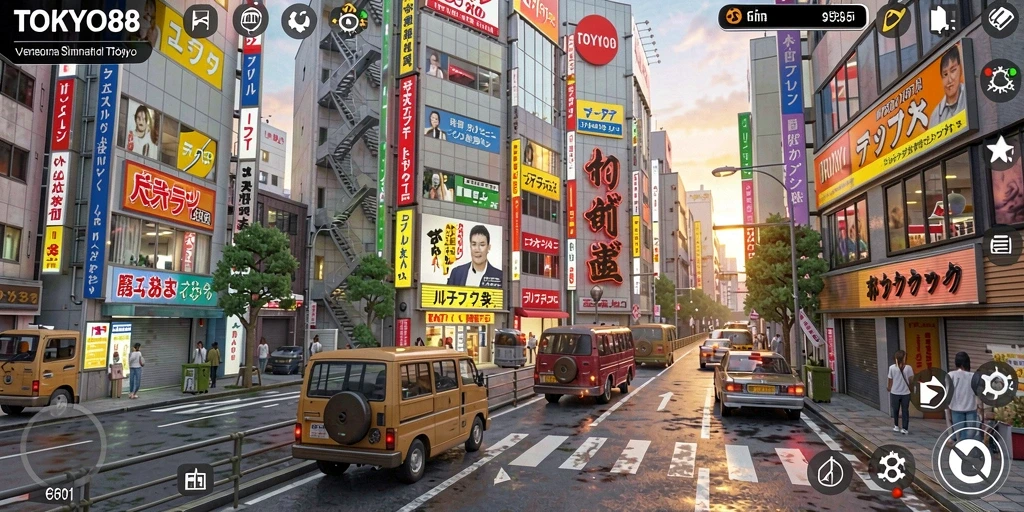Tampilan gameplay TOKYO88 yang mendetail dan interaktif saat menjelajahi Tokyo.
