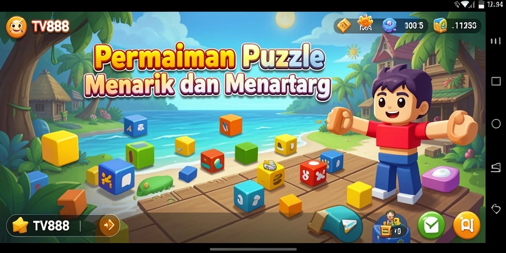 Screenshot TV888 menampilkan gameplay seru saat menyelesaikan puzzle.